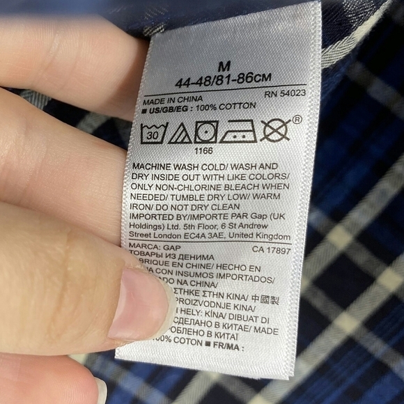 Gap Slim Fit Worn Look Blue Plaid - Picture 8 of 9